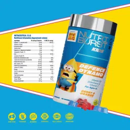 Nutriburst Mighty Bones minions Kids Gummies - Calcium & Vit D for Strong Bones & Immune Support - Sugar-Free, Gluten-Free, Berry & Orange Flavor, Chewable, Vegan - For Kids Aged 4+ - 60 Gummies image 3