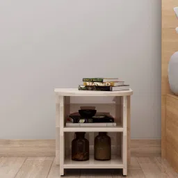 crystal furnitech Alen Bedside Table in Iris Cream Glossy Color Colour image 1