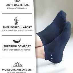 Heelium Men Pack Of 4 Padded Base Anti-bacterial Bamboo Ankle Length Socks image 4