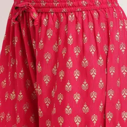 GRACIT Women Black & Red 2 Floral Printed Flared Knitted Ethnic Palazzos image 3