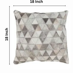 dazzhome Grey Geometric Hair On Leather 18 x 18 Inches Cushion Cover image 3
