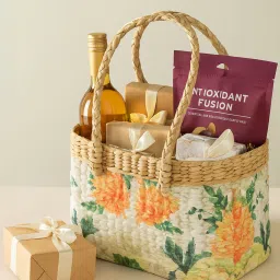 habereindia Picnic Baskets,Lunch Bag,Jute/Cane Basket For Gifting (Design 06-L26 X W20 X H18 Cm) image 1