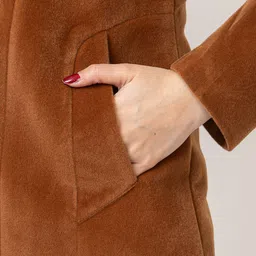 Lady Leaf Notched Lapel Single-Breasted Overcoat image 3