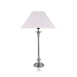 kapoor lampshades Uniqualy White Fabric Shade Night Lamp With Metal Base image 4