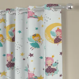 Multicolor Polyester Abstract 7ft Semisheer Eyelet (2 Pc) Door Kids Curtain by ROSARAHOME image 2