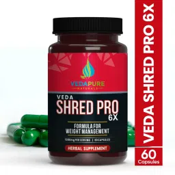 VEDAPURE Veda Shred Pro 6x Fat burner Formula For Weight Management with Sonth Extract, Kala Jira Extract, and Sarjak Extract for Men & Women - 60 Capsules (PACK OF 2) image 2