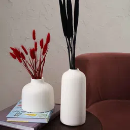 purezento Vase Decorative Kimono Set Of 2 White Ceramic Vase image 1