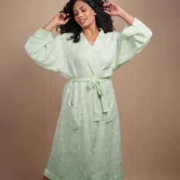 Green Solid Women Bath Robe (XXXL)-image-32