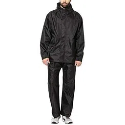 krystle Boy's Black Solid Rainsuit|Raincoat|Barsaati|Overcoat with top, Bottom, Cap and Cover (Black) (Pack of 1) (Multisize) image 2