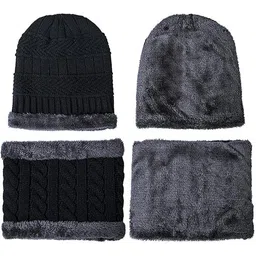Wool Beanie Cap & Muffler for Men & Women - Winter Woolen Cap With Neck Muffler - Soft Woolen Set image 4