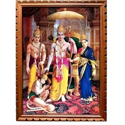 EMPEROR ART GALLERY Yellow and Blue Lord Shri Ram Darbar Wooden Wall Photo Frame-picture-18