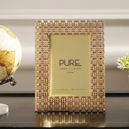 Pure Home and Living Gold Plated Yellow Textured Metal Photo Frame-image-40