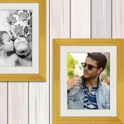 ArtzFolio Gold-Toned 2Pcs Wooden Wall Photo Frames image 1