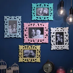 VAS collection home Pack Of 5 Wooden Wall Photo Frames-picture-14