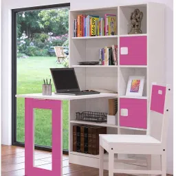 adona Aura Kids Folding Study Desk cum Large Bookshelf in Barbie Pink Colour-picture-16