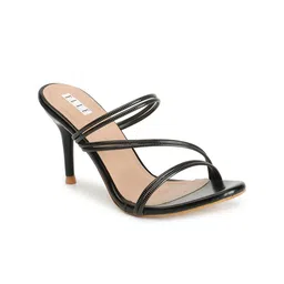 ELLE Black Embellished Party Stiletto Mules image 2