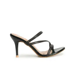 ELLE Black Embellished Party Stiletto Mules image 4