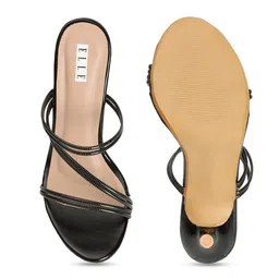 ELLE Black Embellished Party Stiletto Mules image 5