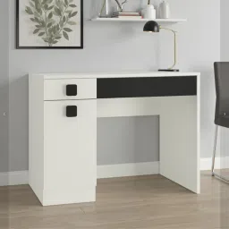 adona Kristina Study Desk with Shuttered Cabinet and 2 Drawers in Ivory Carbon Black Colour-picture-19