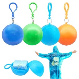 govindgopal Universal Disposable Ball Raincoats for Men Women Boys & Girls Waterproof Emergency Ponchos for Travel Camping Hiking Cycling Festivals Lightweight Compact Random Colors (Pack of 4) image 1