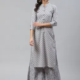HIGHLIGHT FASHION EXPORT Women Grey & White Bandhani Print Kurta with Palazzos-picture-12
