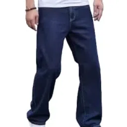 comfits Men's Regular Fit Dark Blue Baggy Denim Jeans, Loose Straight Leg, Casual Wear image 1
