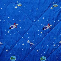 blenzza deco Blenzza Deco™ Glace Cotton Single Bed Reversable Babies & Kids Comforter,200 GSM(Size-60x90 Inches) (Astronauts) image 2