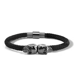 extreme Skull Crusher Bracelet | Aerograde Stainless Steel | Handwoven Cotton Rope | Bracelet for Men image 1