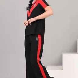 zicada Women's Workout tshirt & Pant | yoga wear | Workout Set | Co-ord Set For Girls & Womens Outfits Round neck Crop Basic Top Cropped Wide Leg pants Set Jumpsuits Tshirt Pant Co-ords Set image 4