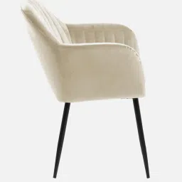 casacraft from pepperfry Noah Velvet Arm Chair In Off White Colour image 5