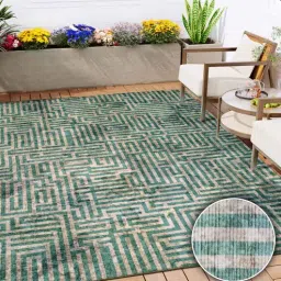 kaleen india Green Geometric Polyester 3' X 5' Machine Made Carpet-picture-26