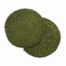 unravel india Handmade Square Green Sabai Grass (Set of 2) Table Coaster image 2