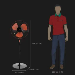 V-Guard Esfera STS Plus 400mm 3 Blade 2-in-1 Convertible Pedestal Fan (Powerful Copper Motor, Red & Black) image 2