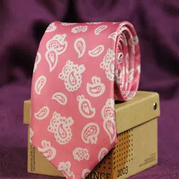 Tossido Men Pink & White Printed Broad Tie-picture-30