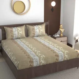 Bwron Floral Glace Cotton Queen Flat Bed Sheets with 2 Pillow Covers (240 tc)-image-94