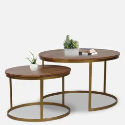Windsor Metal Nest of Tables in Brown Finish (Set Of 2)-image-35
