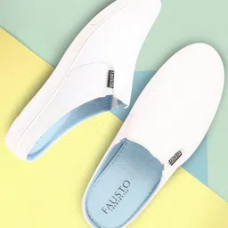 FAUSTO Men Round Toe Lightweight Canvas Mule Sneakers image 1