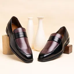 LOUIS STITCH Men's Leatherette Dual Tone Shade Moccasin Shoes-picture-43