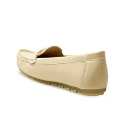 Addons Women Cream-Coloured Textured PU Loafers image 4