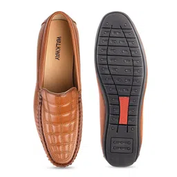 WALKWAY by Metro Men Tan Textured Synthetic Loafers image 3
