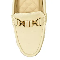 Addons Women Cream-Coloured Textured PU Loafers image 2