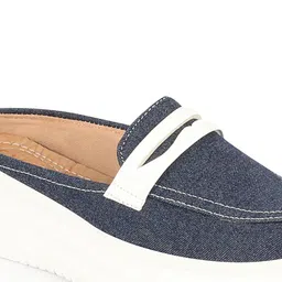 FAUSTO Women Textured Lightweight Comfort Insole Contrast Sole Canvas Mules image 2