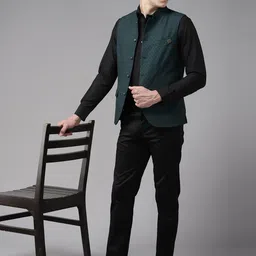 Blackberrys Men Slim Fit Woven Design Nehru Jacket image 5