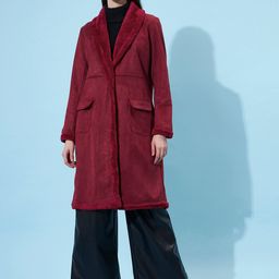 Athena Women Maroon Solid Over Coat-picture-18
