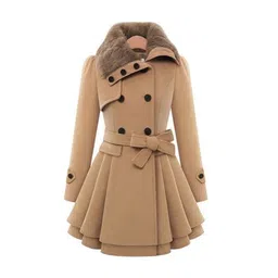 miss mosa by akanksha Alamode By Akanksha Women Terra Fur-Detailed Double Breasted Overcoat-picture-34