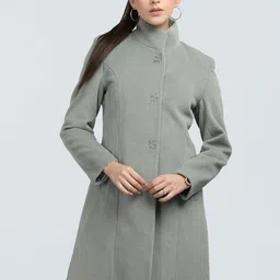 PROTEX Textured Single Breasted Woollen Long Line Overcoat image 1