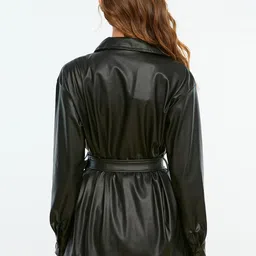Trendyol Women Black Solid Trench Coat image 4