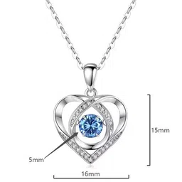 brd jewelry 925 Sterling Silver Blue Diamond Heart Pendant Necklace For Women and Girls I Gifts For Girlfriend Wife I 6 Months Warranty* image 3