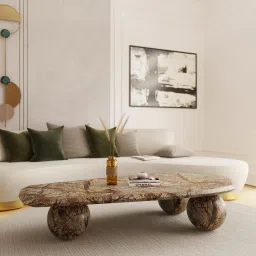 ziba homes Distorted Marble Coffee Table In Rainforest Dark Brown Colour image 1