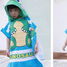 The Little Lookers Blue & Green Printed Pure Cotton Baby Bath Towel-picture-32